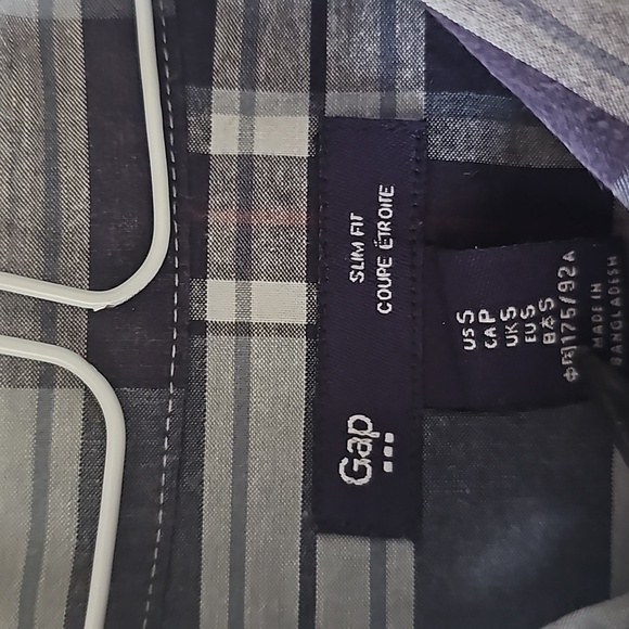 Gap Blue Plaid Long Sleeve Button Down Slim Fit Shirt Size Small - Picture 4 of 7